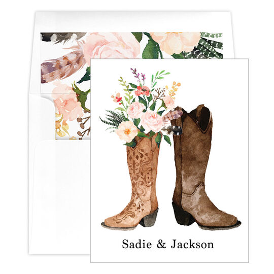 Couples Boots Folded Note Cards